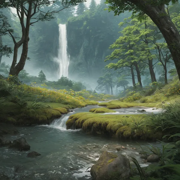 Serene Waterfall Landscape