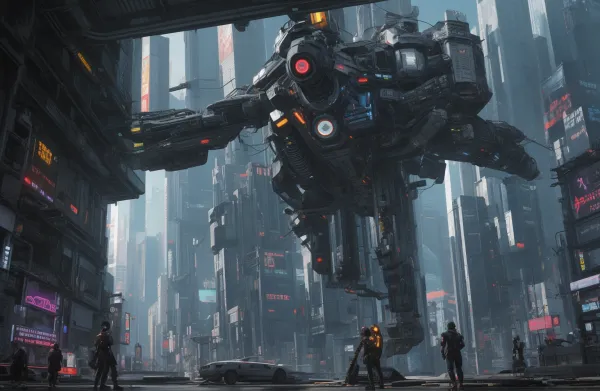 Moody Futuristic Giant Robot