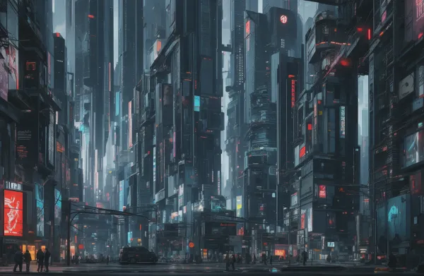 Neon Dystopia Futuristic City