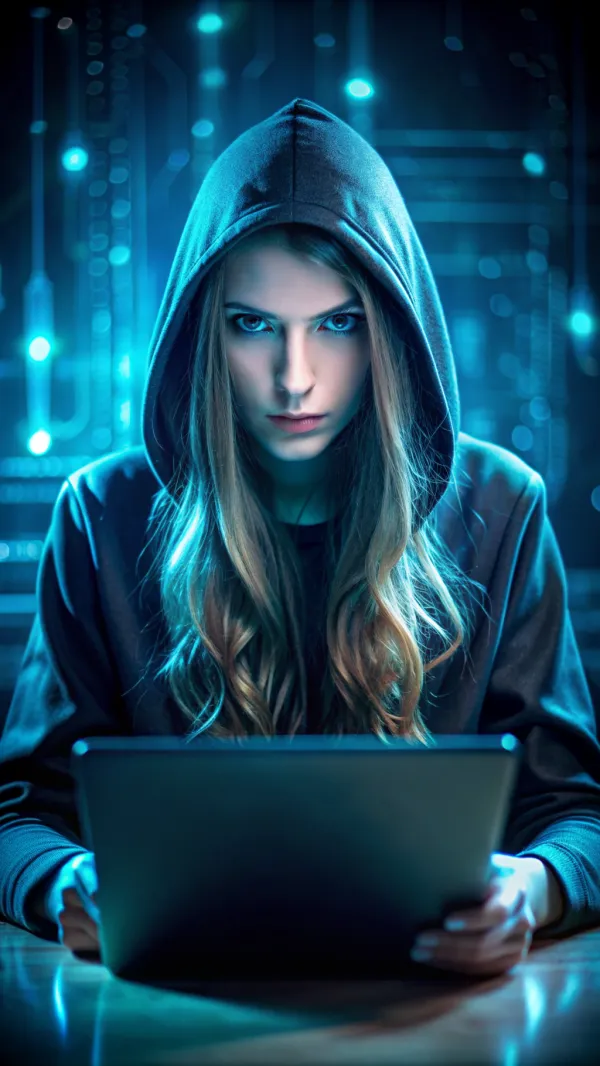 Intense Cyber Hacker Focused