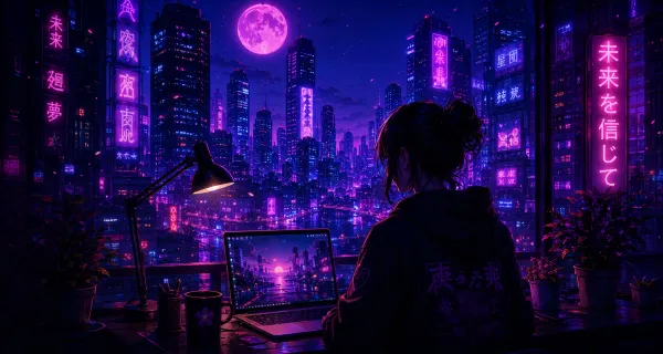 Contemplative Neon Dreams