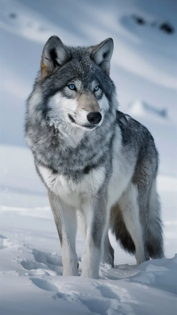Serene winter wolf
