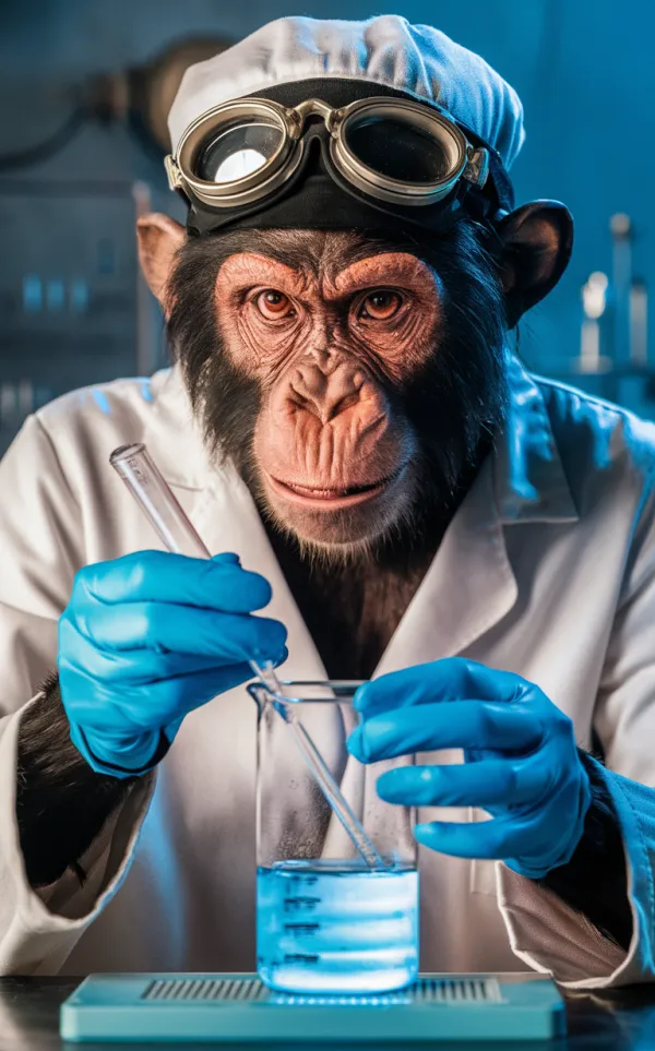 Focused Scientist Chimp