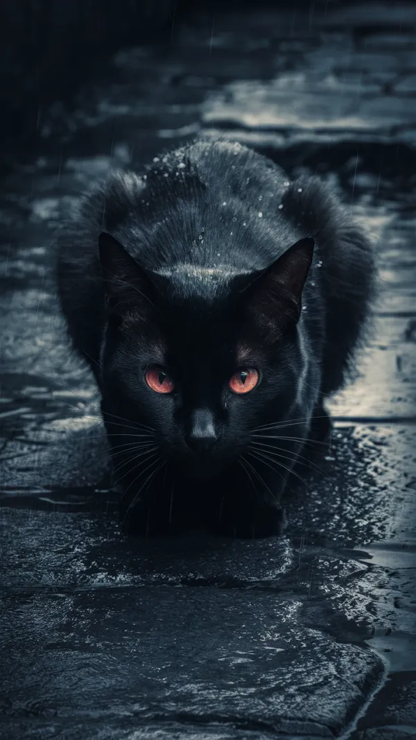 Mysterious Intense Rainy Cat