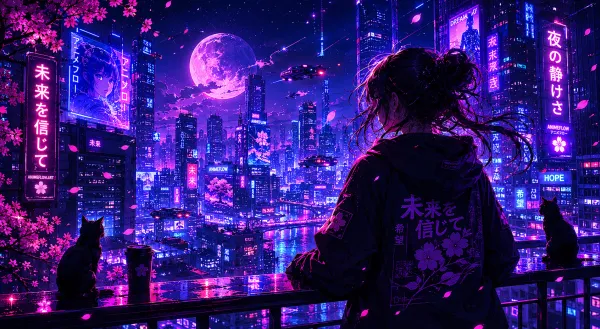 Contemplative Cyberpunk Night