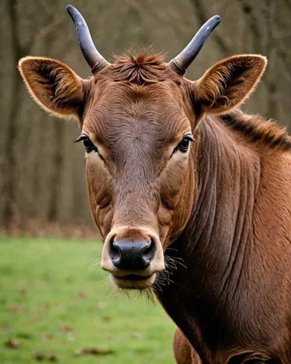 Calm Brown Cow Portrait