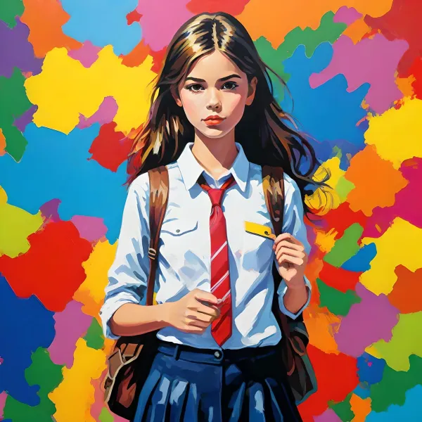 Focused Schoolgirl Portrait