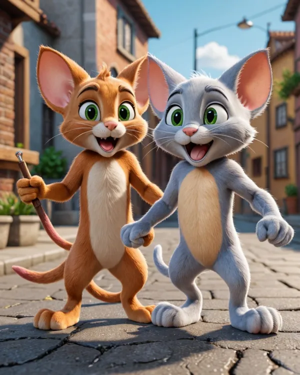 Joyful Cheerful Cartoon Mice