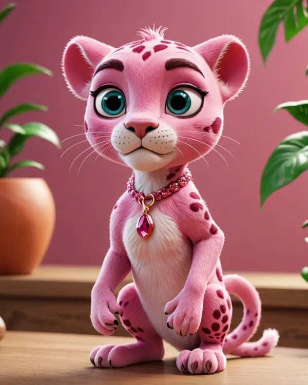 Cute Pink Leopard Cub