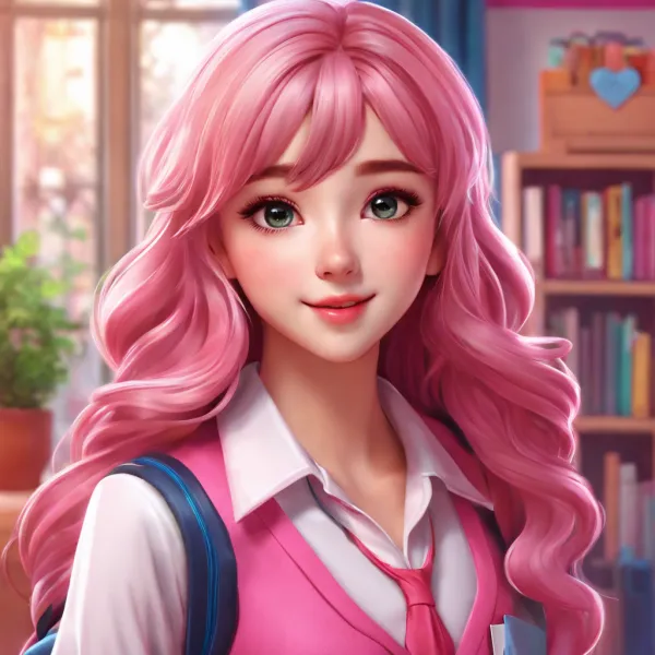 Cheerful Pink-Haired Portrait