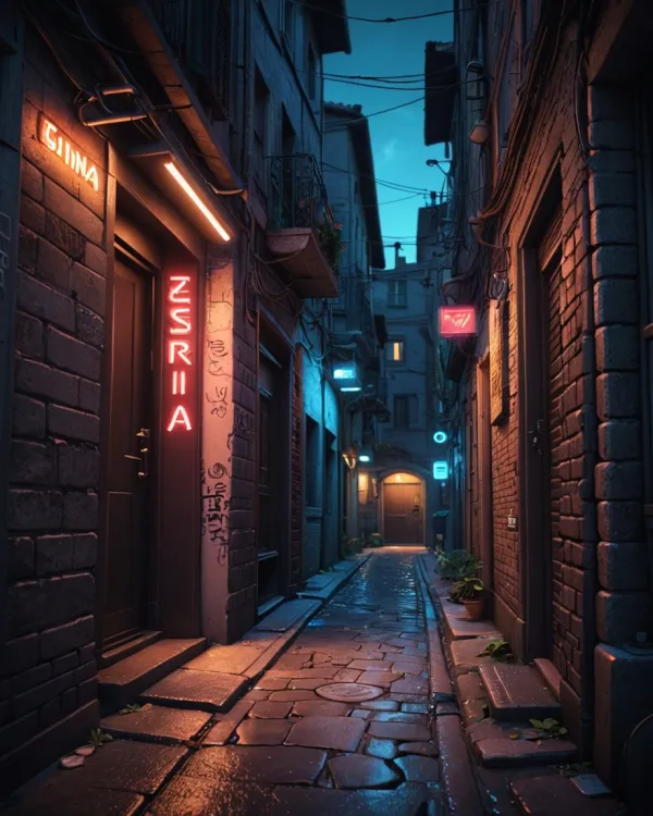 Moody Cyberpunk Alley