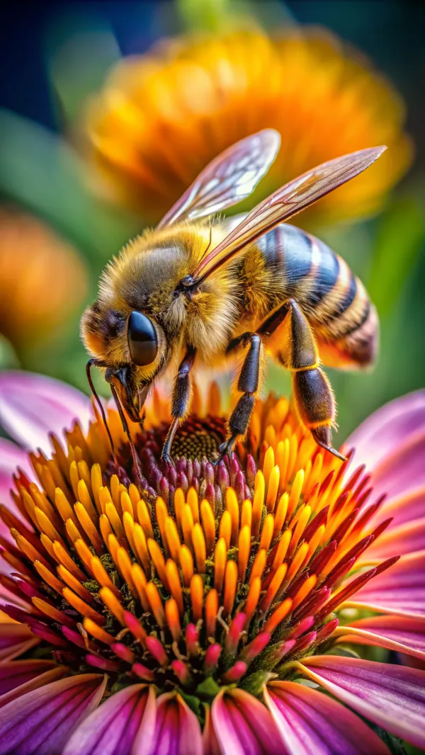 Busy Bee on Vibrant Blossom
