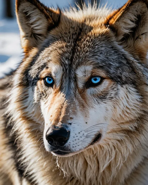 Intense Blue-Eyed Wolf
