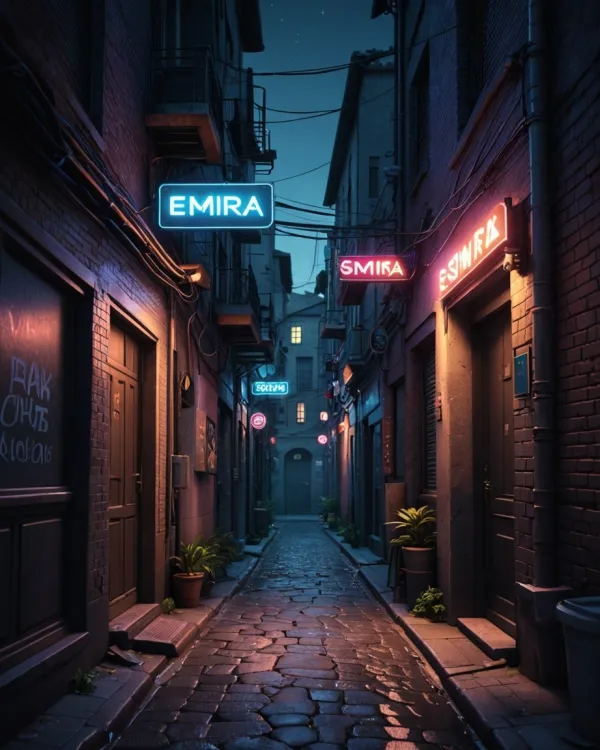 Mysterious Neon Alley Night