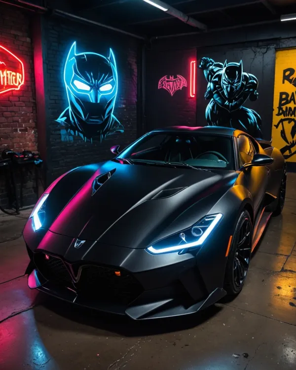 Futuristic Neon Sports Car