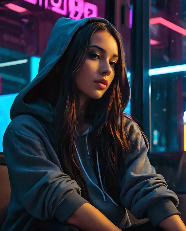 Neon Contemplative Moody