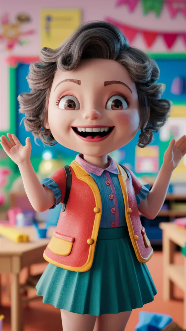 Cheerful Joyful Animated Smiling Character