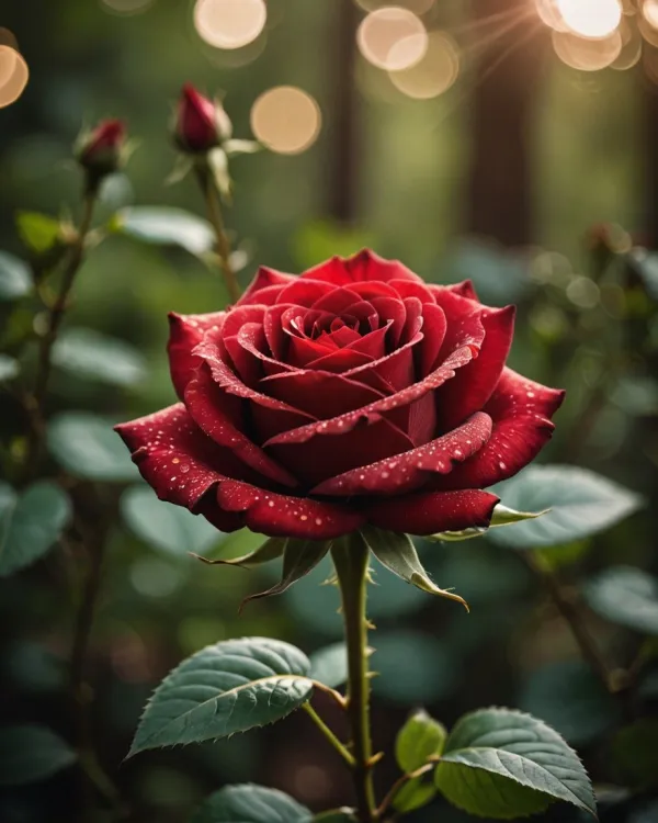 Fresh Red Rose with Dew