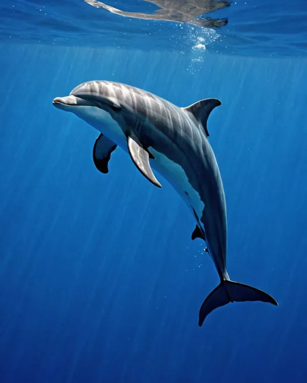 Serene Dolphin Underwater Reflection