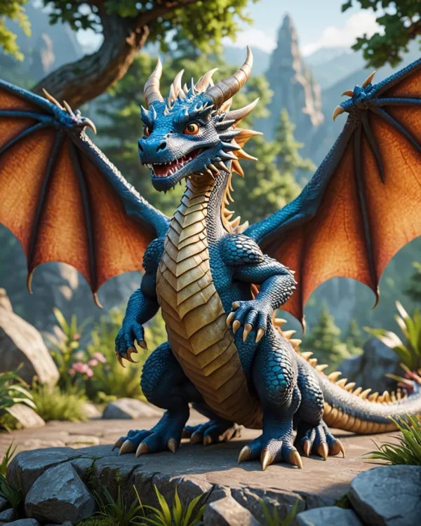 Playful Blue Dragon