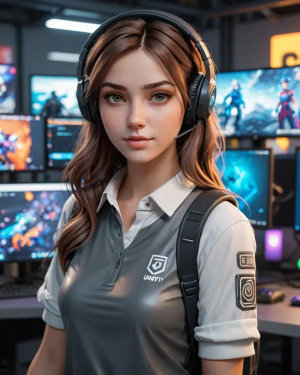 Focused Gamer Girl