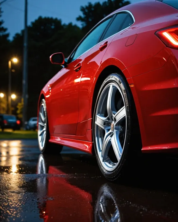 Sleek Red Sports Car Night