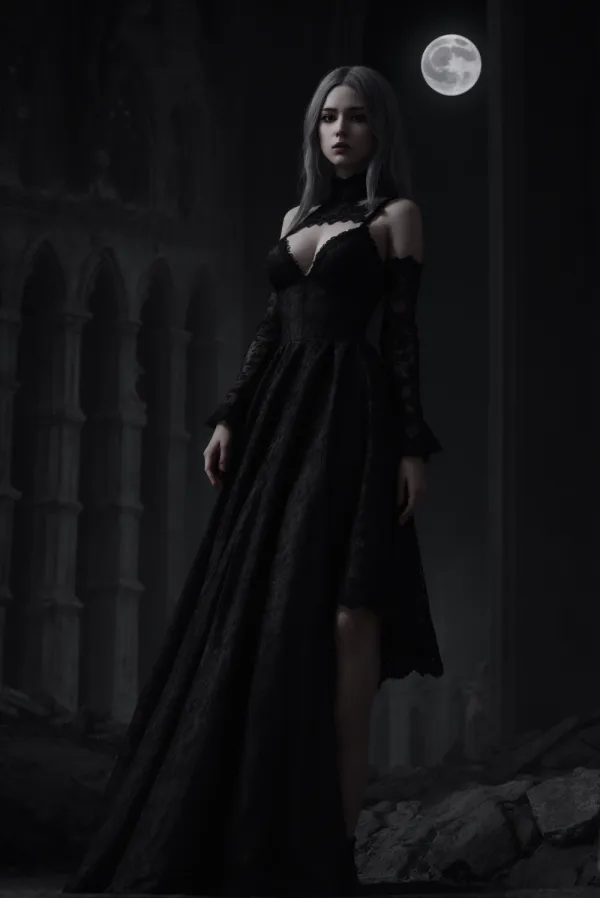 Melancholic Gothic Moonlit Elegance