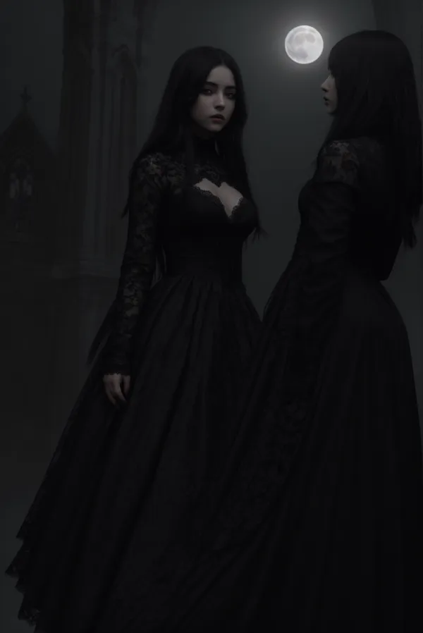 Somber, Mysterious, Elegant, Gothic, Moonlit