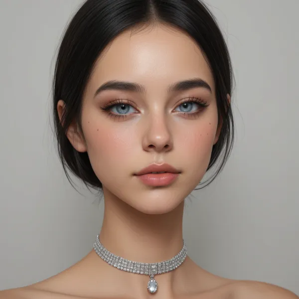 Elegant Calm Blue Eyes Portrait