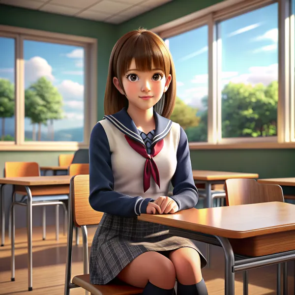 Cute Anime Schoolgirl