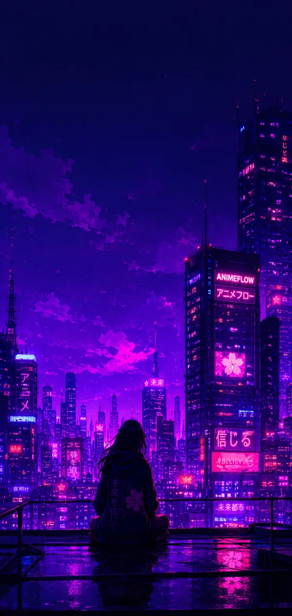 Solitude Neon Contemplation