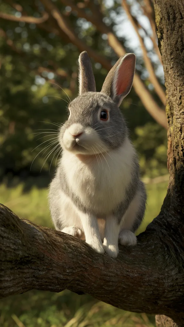 Serene Rabbit on Branch
