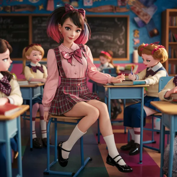 Cheerful Schoolgirl Scene