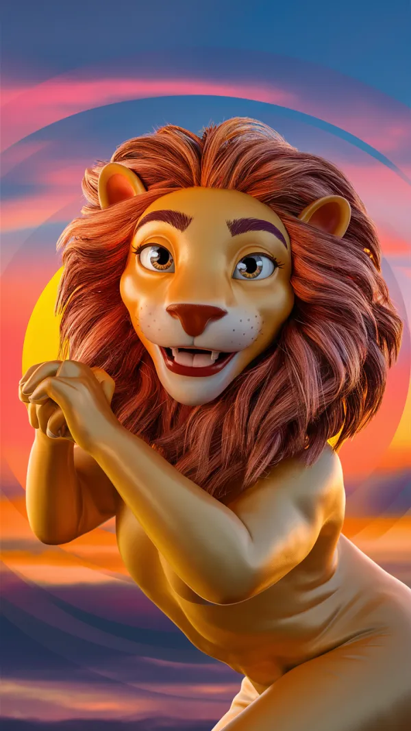 Joyful Enthusiastic Lion