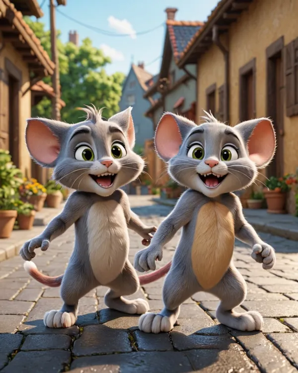 Cheerful Playful Mice Duo
