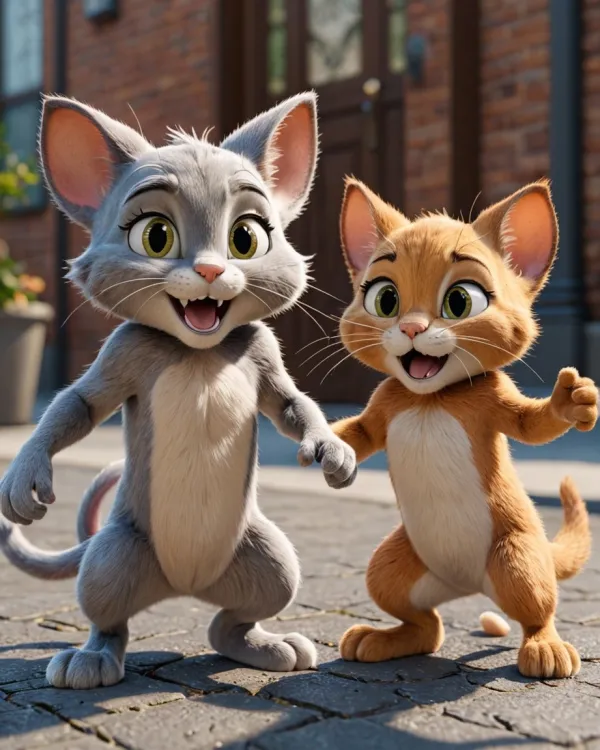 Joyful Energetic Cartoon Cats