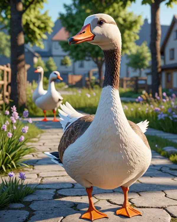 Serene Geese Walk