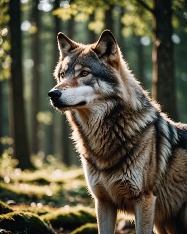 Serene Wolf in Forest