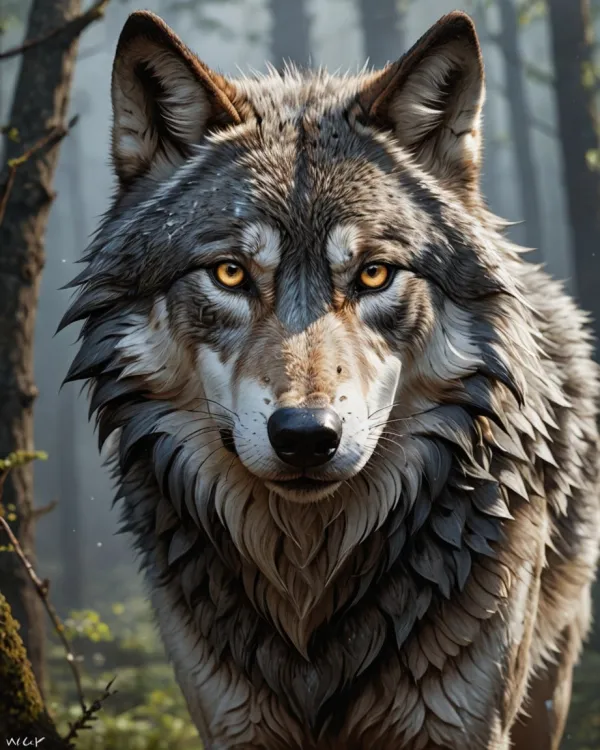 Intense Gaze Majestic Wolf