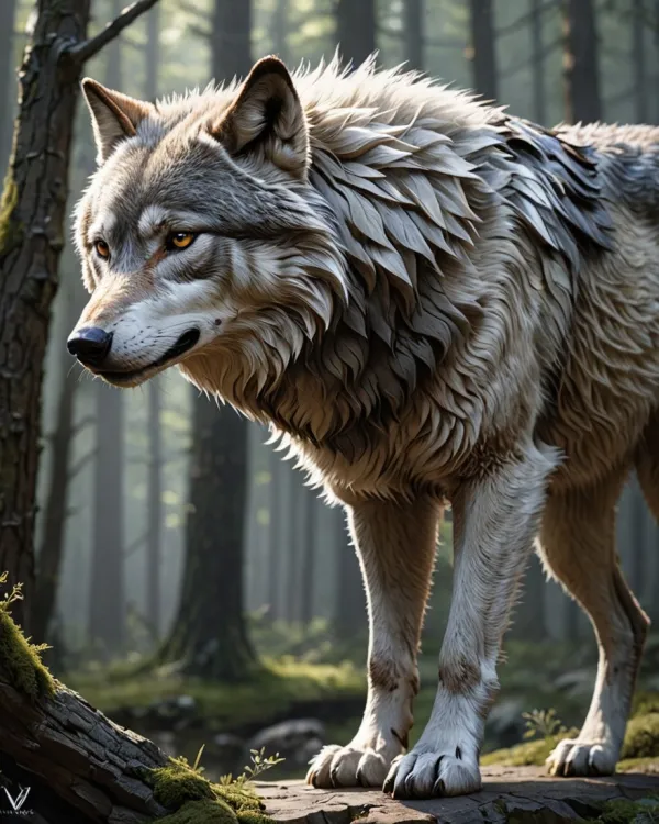 Contemplative Wolf Forest Serenity