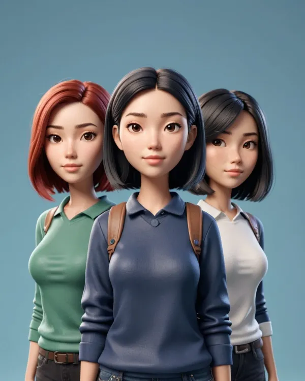 Calm Trio Stylized Characters