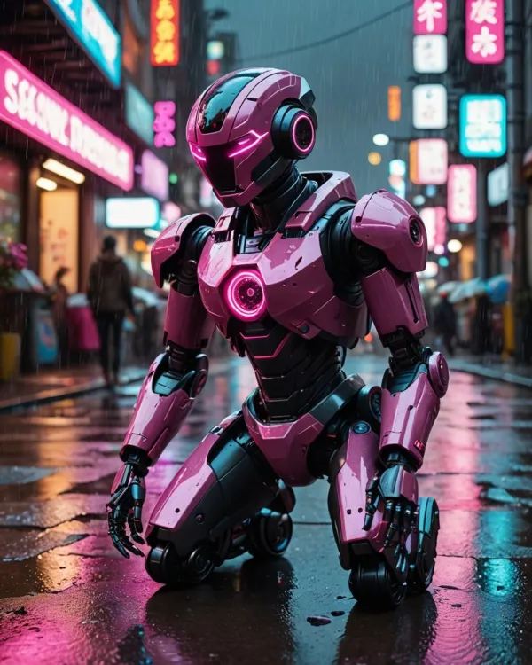 Melancholic Neon Robot