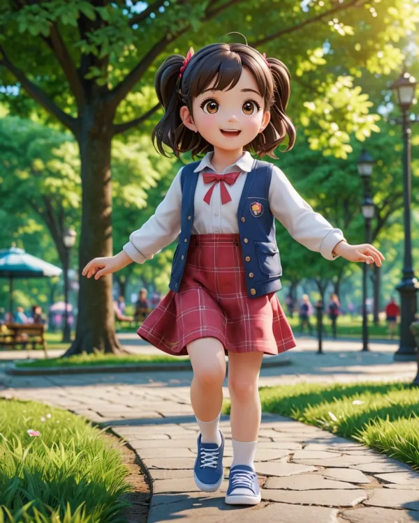 Joyful Walk in Park