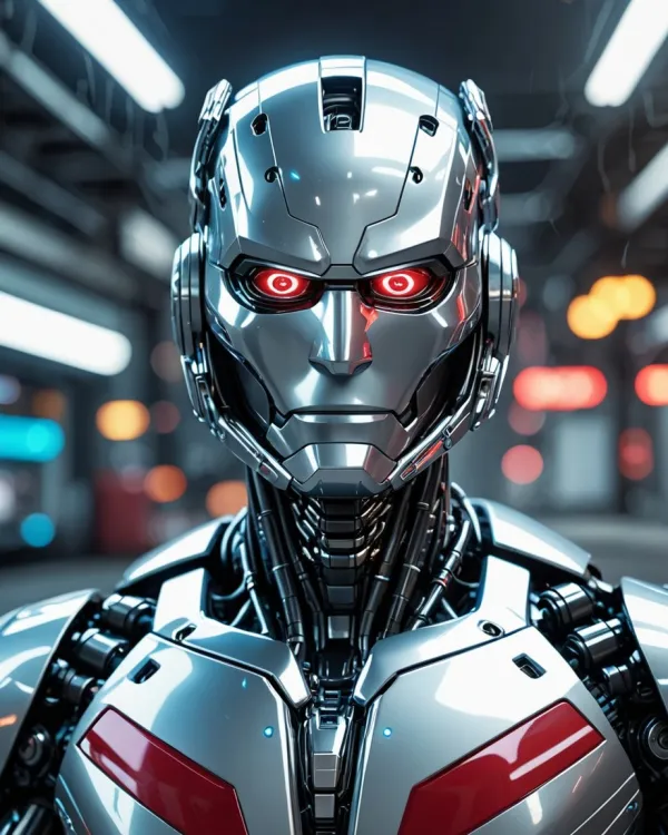 Intense Ominous Futuristic Robot