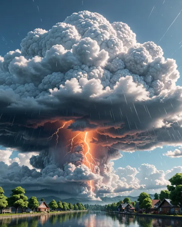 Dramatic Storm Lightning Strike