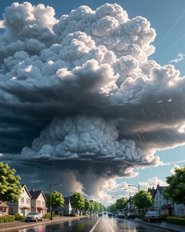 Storm Approaching Over Suburb