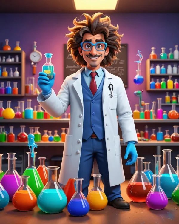 Cheerful Scientist Lab Scene