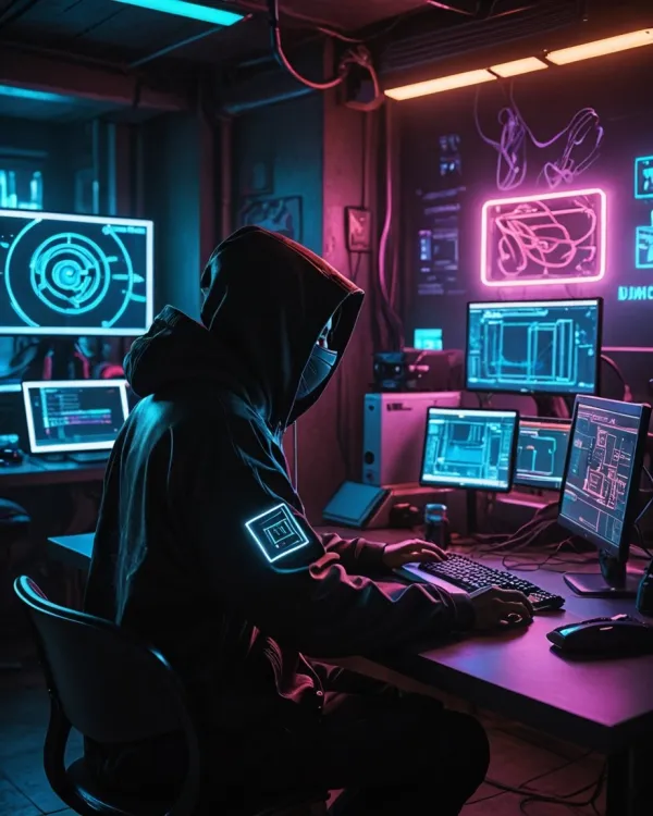 Tense Enigmatic Neon Hacker