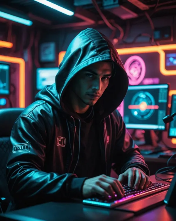 Engaged Hacker Intense Focus