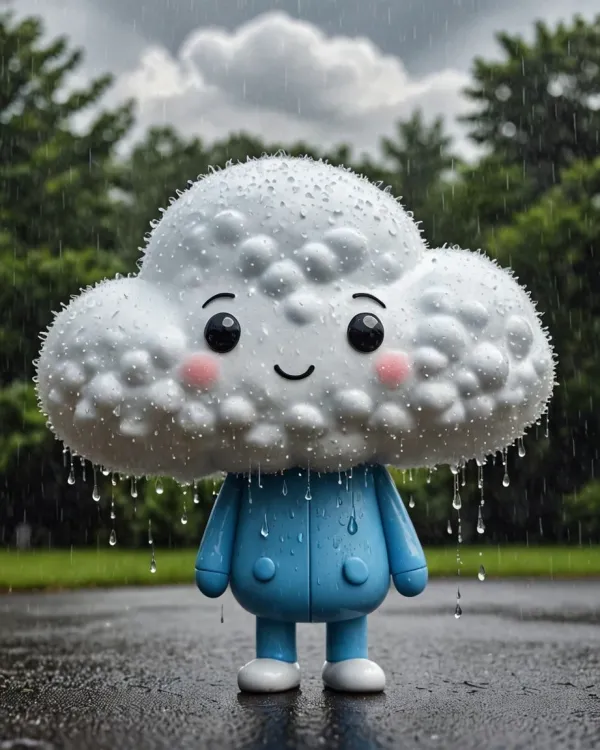 Cheerful Rain Cloud Character